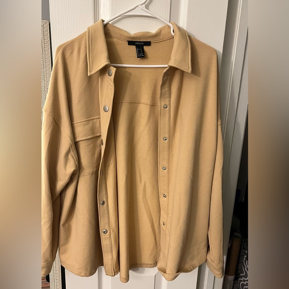 Tan oversized button jacket